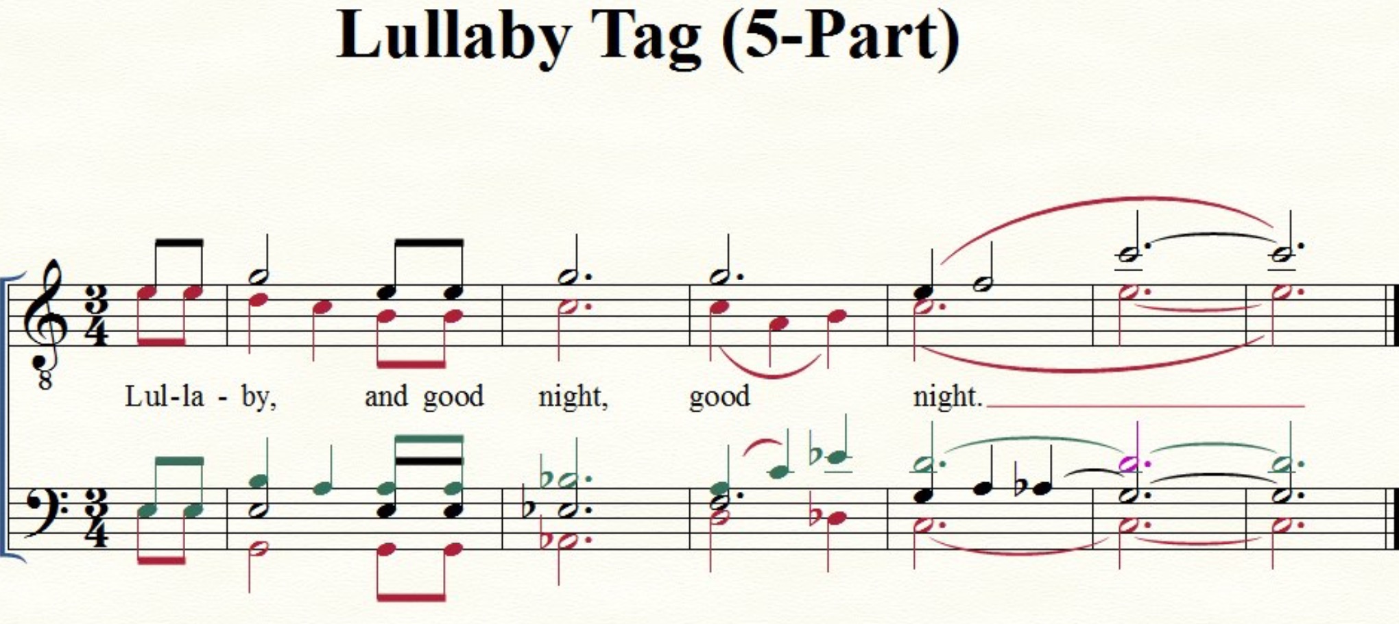 Barbershop Tags - <b>Lullaby</b> and Goodnight (5-part version) .